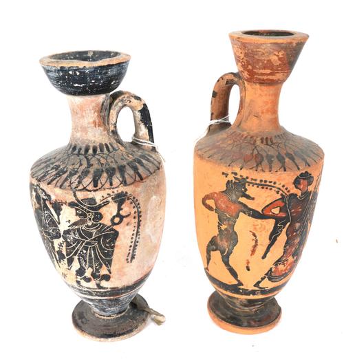 TWO GREEK ATTIC BLACK FIGURE TERRACOTTA LEKYTHOS (2)