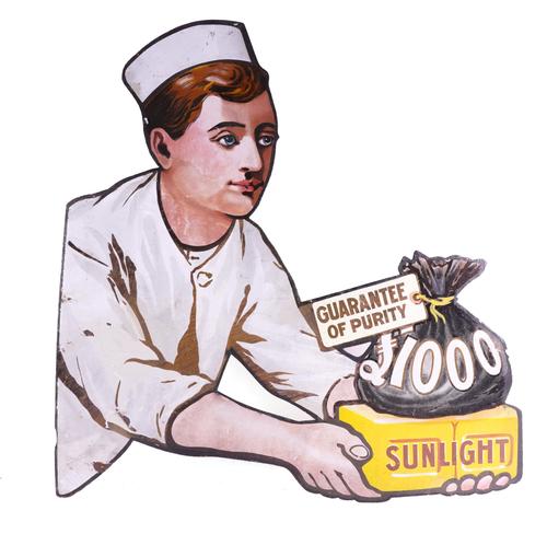 SUNLIGHT SOAP “GUARANTEE OF PURITY £1000” ENAMEL SIGN