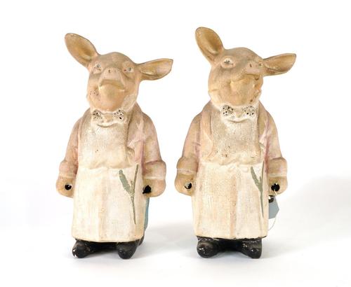 TWO EARLY 20TH CENTURY COMPOSITE ADVERTISING MODELS OF PIGS (2)