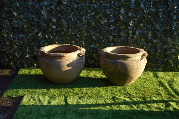 COMPTON; A PAIR OF TERRACOTTA GARDEN POTS (2)