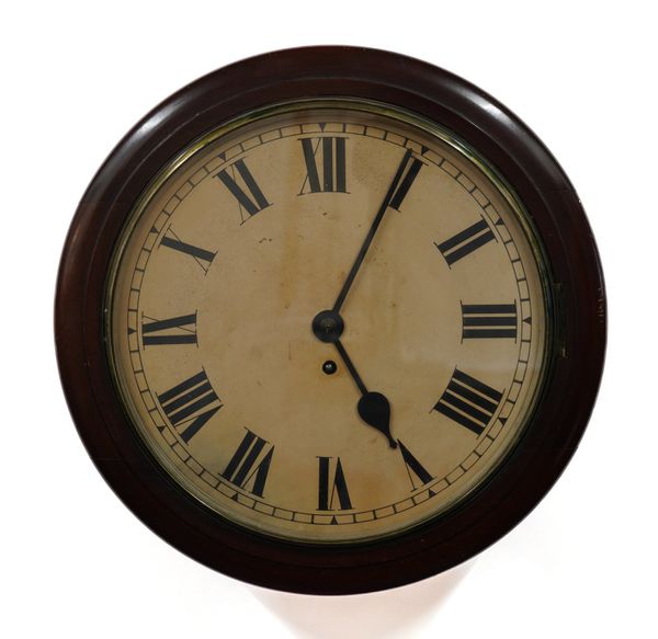 F.W. ELLIOTT LTD: A MAHOGANY MOUNTED SINGLE FUSEE DIAL WALL CLOCK