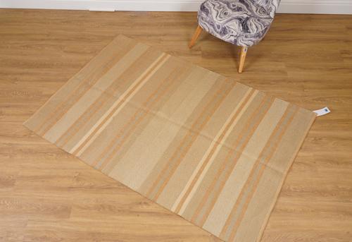 TWO COTTON FLAT WEAVE BEIGE RUGS (2)