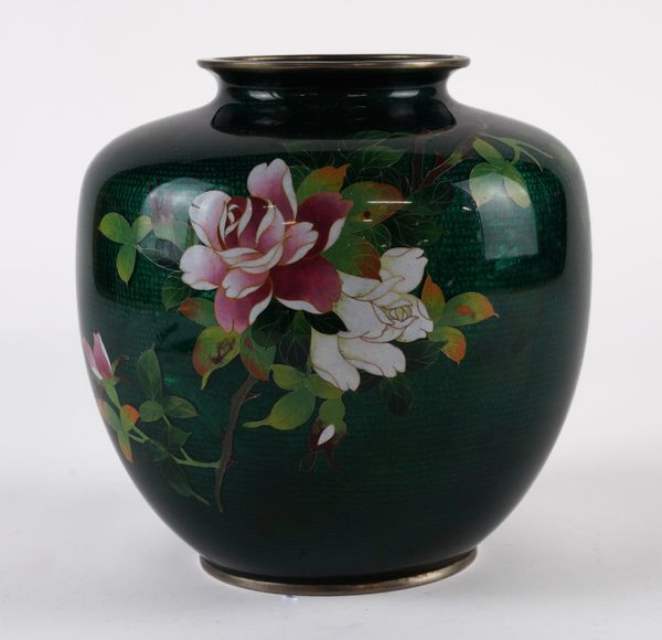 A JAPANESE GINBARI ENAMEL GLOBULAR VASE