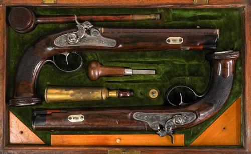 A PAIR OF AUSTRIAN PERCUSSION PISTOLS (3)