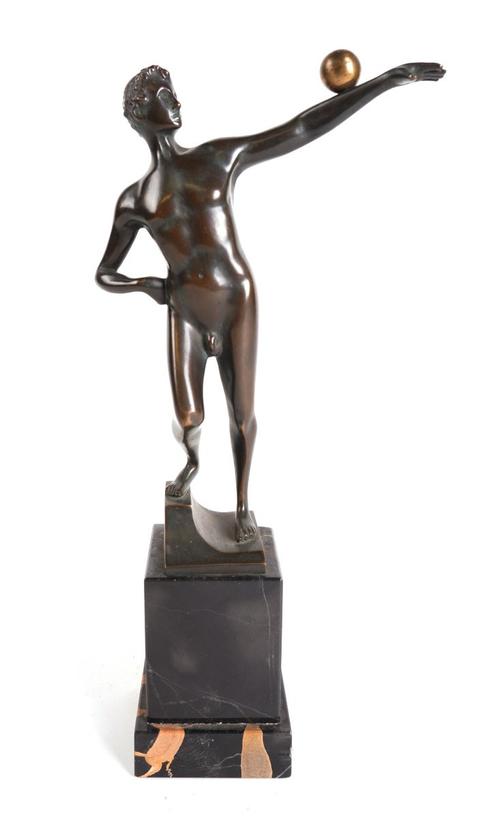 A GERMAN BRONZE FIGURE OF A MALE ATHLETE