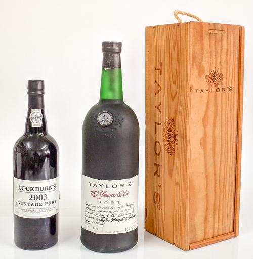 One magnum of Taylor's 10 Years Old Port and a 75cl bottle of 2003 Cockburn's Vintage Port
