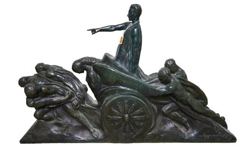 A FRENCH ART DECO BRONZE GROUP OF A CHARIOTEER