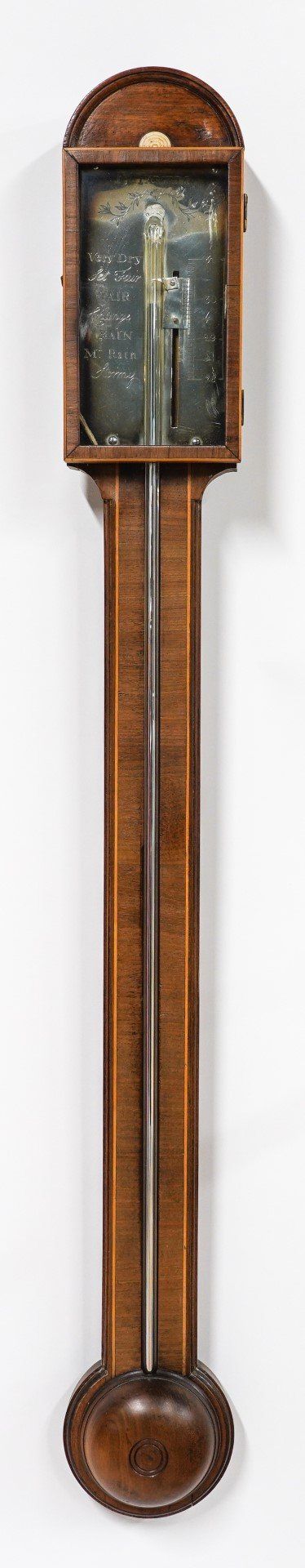 F. TARELLI: A GEORGE III MAHOGANY AND BOXWOOD OUTLINED STICK BAROMETER