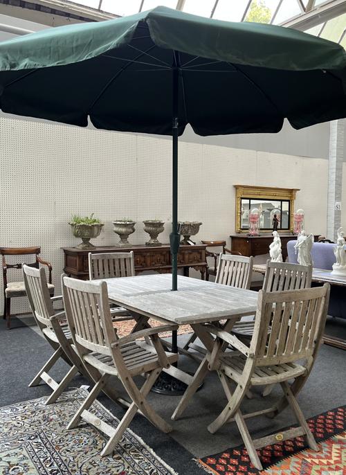 NOVA; A HARDWOOD RECTANGULAR GARDEN TABLE (8)