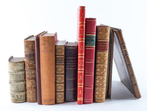 MISCELLANY - Julius CAESAR (100 B.C.-44 B.C.). Rerum ab se gestarum commentarii, Lyon, 1603, small 8vo, 2 folding engraved maps, 2 full-page folding engraved illustrations, contemporary vellum, clasps. With 11 other miscellaneous books. (12)