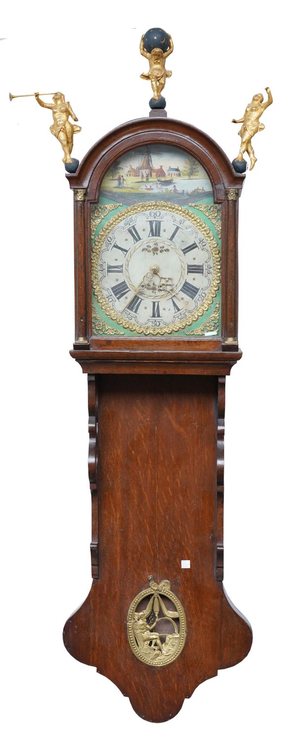 AN OAK DUTCH FRISIAN STAARTKLOK (WALL CLOCK)