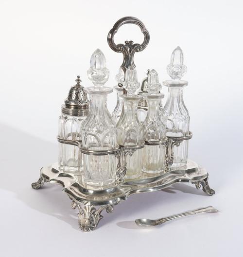 A VICTORIAN SILVER CRUET STAND