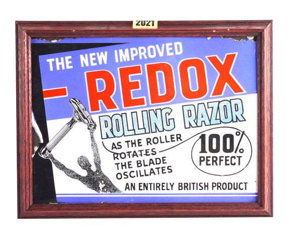 REDOX ROLLING RAZOR FRAMED ENAMEL SIGN (3)