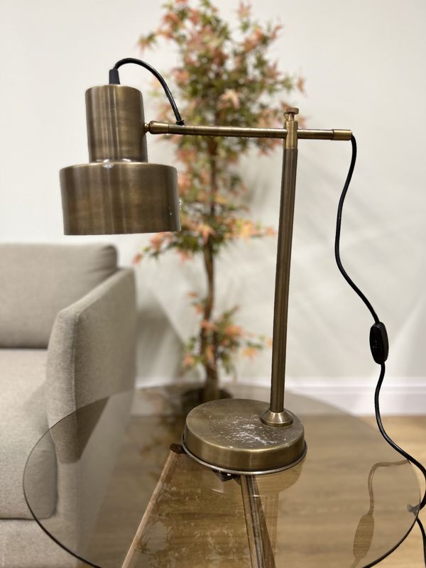 LIGHTING, A BRONZE EFFECT ADJUSTABLE TABLE LAMP