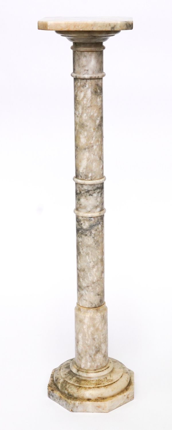 A MARBLE COLUMN PLINTH OR PEDESTAL