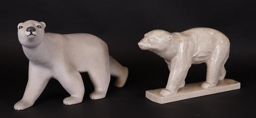 A CRACKLE GLAZED CERAMIC POLAR BEAR AFTER CHARLES LEMANCEAU (2)