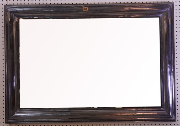 A PAIR OF MODERN SILVERED METAL RECTANGULAR WALL MIRRORS (2)