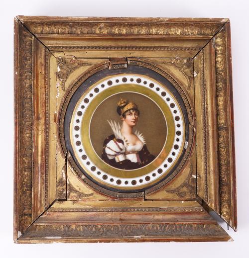 A FRENCH EMPIRE STYLE PARIS PORCELAIN PORTRAIT PLAQUE  PROBABLY DEPICTING JOSEPHINE BONAPART