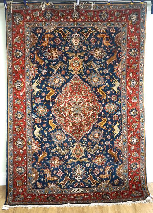A PART SILK ESFAHAN RUG, PERSIAN