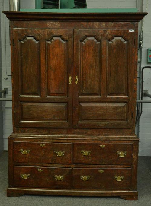 A 17TH CENTURY AND LATER OAK AND ELM BACON CUPBOARD