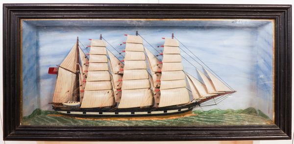 MARITIME INTEREST: A LATE VICTORIAN SHIP DIORAMA OF THE FOUR MASTED BARQUE ‘BEACH & BANK’