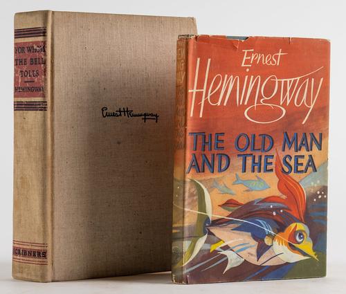 HEMINGWAY, Ernest (1899-1961). The Old Man and the Sea, London, 1952, 8vo, original blue pictorial cloth, dust-jacket. FIRST U.K. EDITION. With another by the same author. (2)