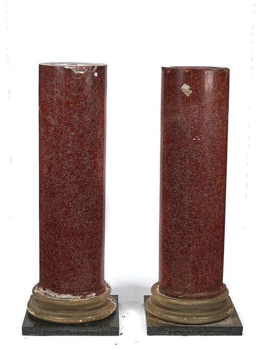 WNAI - A PAIR OF 19TH-CENTURY SCAGLIOLA  FAUX PORPHYRY COLUMNS (2)