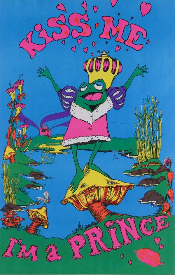 FOUR AMERICAN BLACKLIGHT PSYCHEDELIC POSTERS COMPRISING; TWO SNOOPY, ROADRUNNER AND THE FROG PRINCE (4)