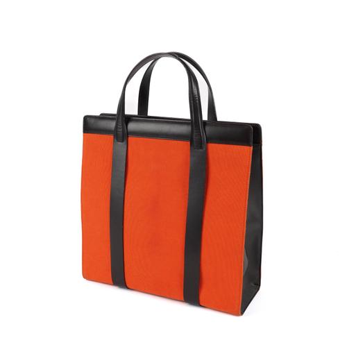 GIORGIO ARMANI: RED CANVAS AND LEATHER TOTE BAG (2)