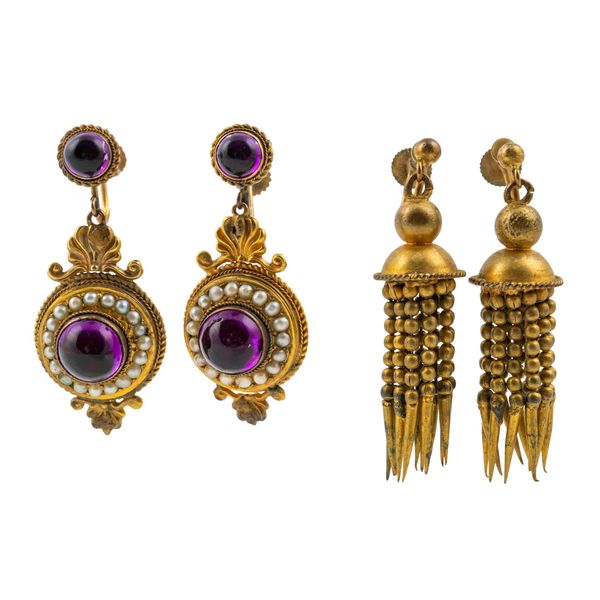 TWO PAIRS OF VICTORIAN EARRINGS (4)