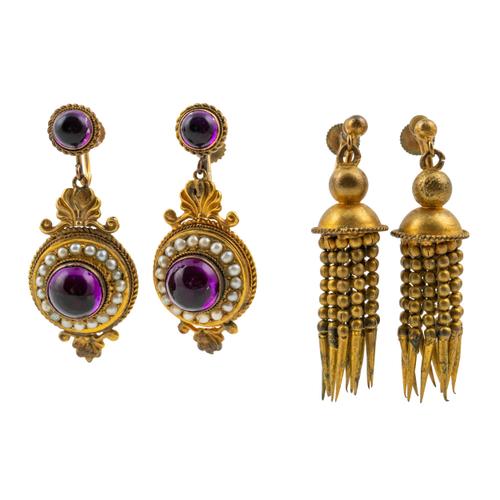 TWO PAIRS OF VICTORIAN EARRINGS (4)