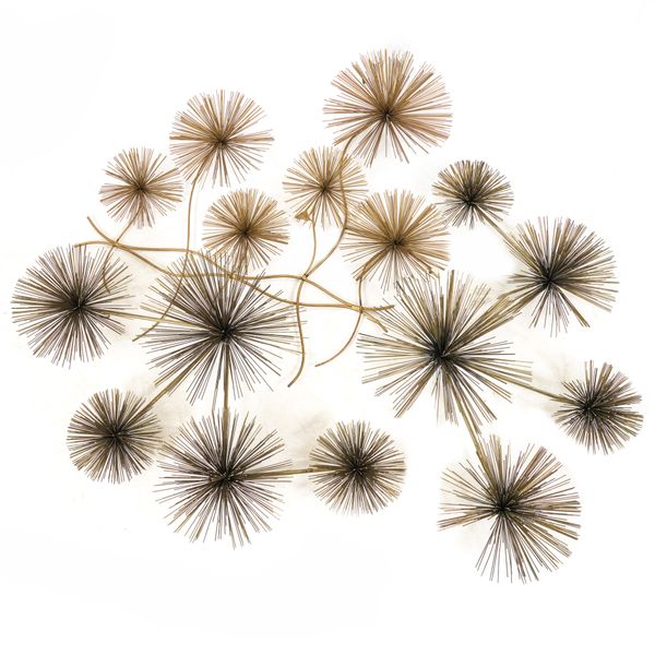 IN THE STYLE OF CURTIS JERE: A PAIR OF BRASS ‘STAR-BURST’ WALL SCULPTURES (3)