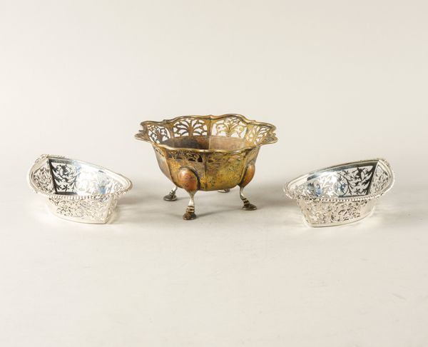 A PAIR OF SCOTTISH SILVER BONBON DISHES AND A SILVER BOWL (3)