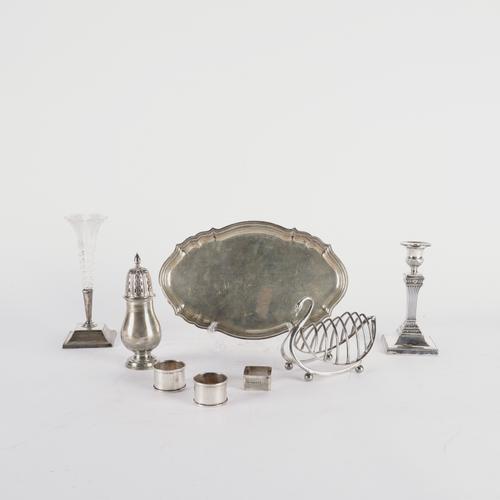 A GROUP OF SILVER, FOREIGN AND PLATED WARES (8)