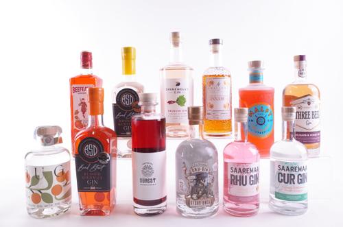 TWELVE BOTTLES FLAVOURED GIN