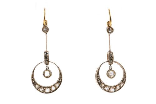 A PAIR OF ROSE CUT DIAMOND DROP EARRINGS (3)