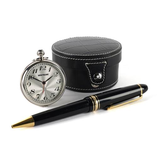 A MONTBLANC STAR TRAVEL CLOCK, TOGETHER WITH A MONTBLANC MEISTERSTÜCK PIX BALLPOINT PEN (3)