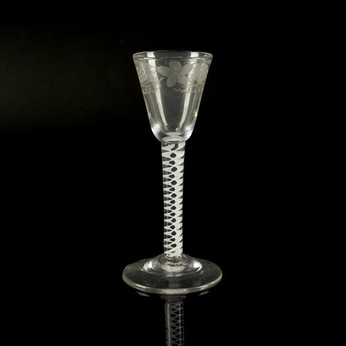 AN ENGRAVED OPAQUE TWIST WINE GLASS