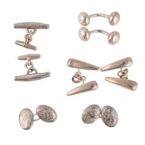 FOUR PAIRS OF SILVER CUFFLINKS (8)