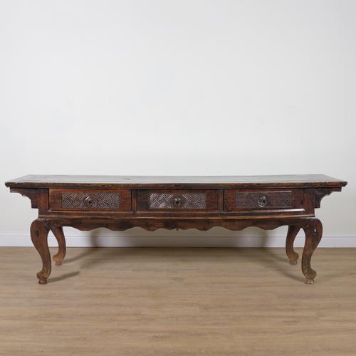 A 19TH CENTURY AND LATER CHINESE ELM TOPPED SIDEBOARD