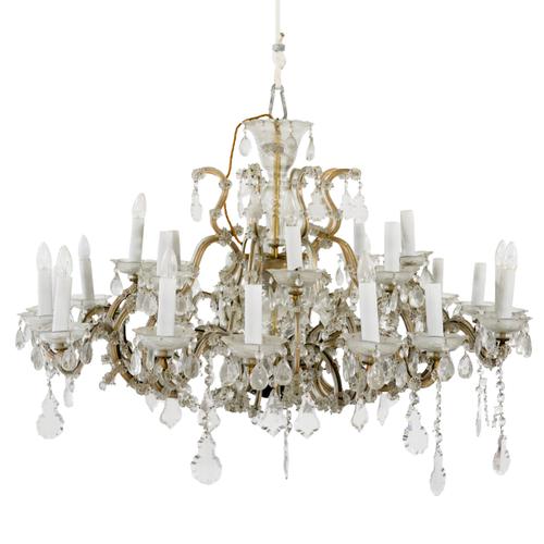 AN ITALIAN GLASS MOUNTED GILT-METAL TWENTY-FOUR LIGHT CHANDELIER