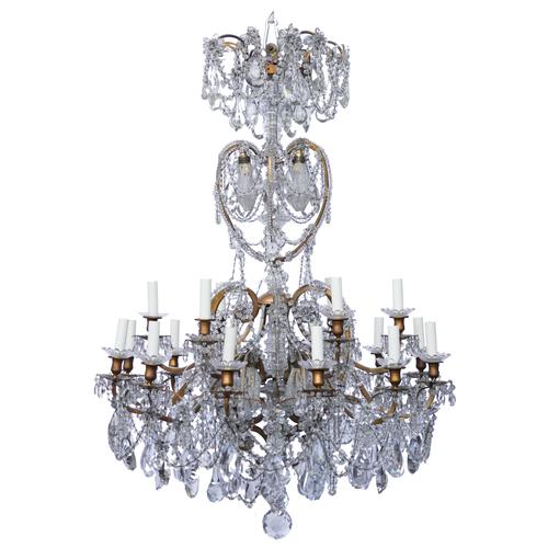 AN ITALIAN GILT-BRONZE AND GLASS EIGHTEEN LIGHT CHANDELIER