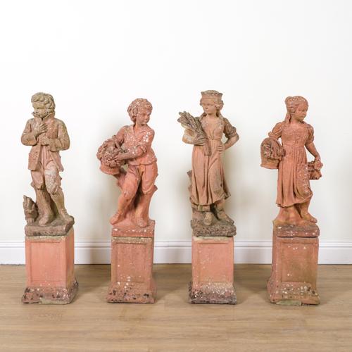 A SET OF FOUR TERRACOTTA FIGURES EMBLEMATIC OF THE FOUR SEASONS (4)