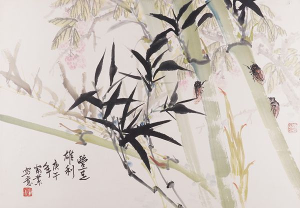 FOUR LARGE CHINESE  WATERCOLOUR PAINTINGS (4)