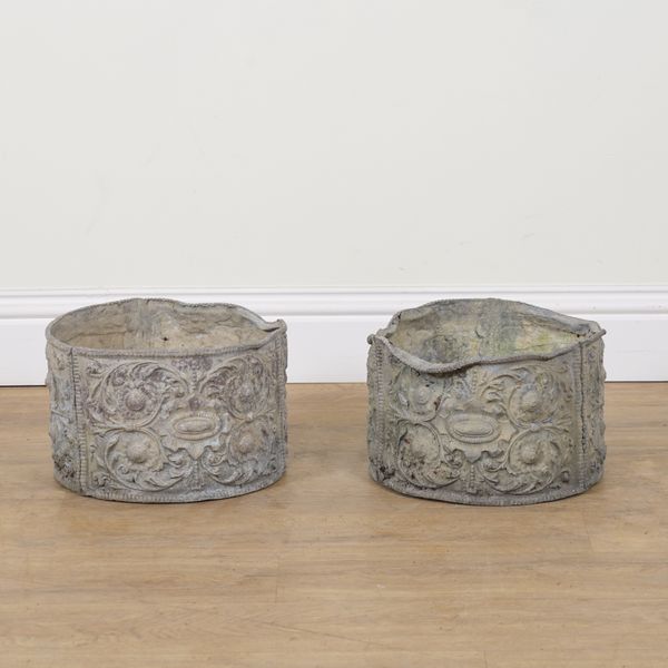 A PAIR OF NEO-CLASSICAL STYLE LEAD GARDEN PLANTERS OR URNS (2)