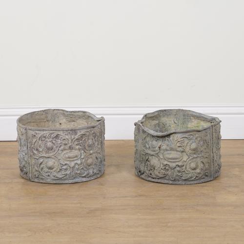 A PAIR OF NEO-CLASSICAL STYLE LEAD GARDEN PLANTERS OR URNS (2)