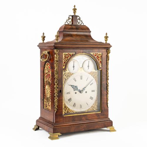 A GEORGE III GILTMETAL-MOUNTED MAHOGANY QUARTER-CHIMING AND STRIKING BRACKET CLOCK