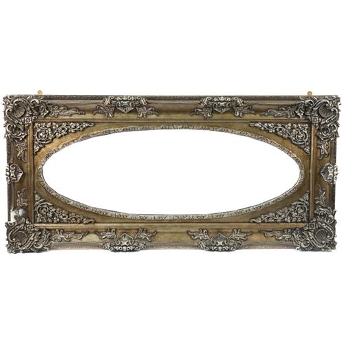 A MODERN GOLD AND SILVER RECTANGULAR WALL MIRROR (2)