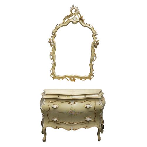 A MODERN POLYCHROME PAINTED COMMODE (2)