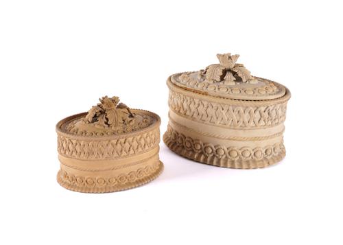A DAVENPORT CANEWARE OVAL GAME PIE TUREEN, COVER AND LINER (5)